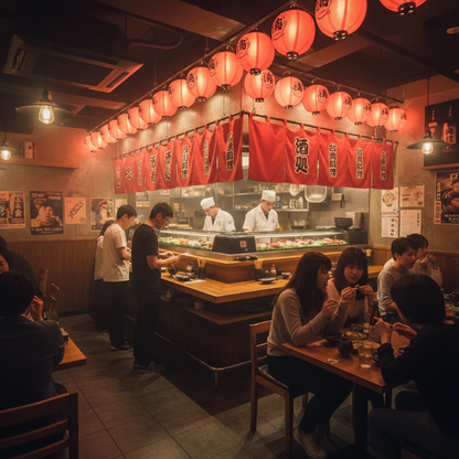 Noren Japonais Rouge Avec Inscriptions Kanji Et Style Restaurant