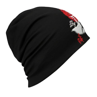 Bonnet Japonais Noir Avec Motif Samouraï Et Soleil Rouge