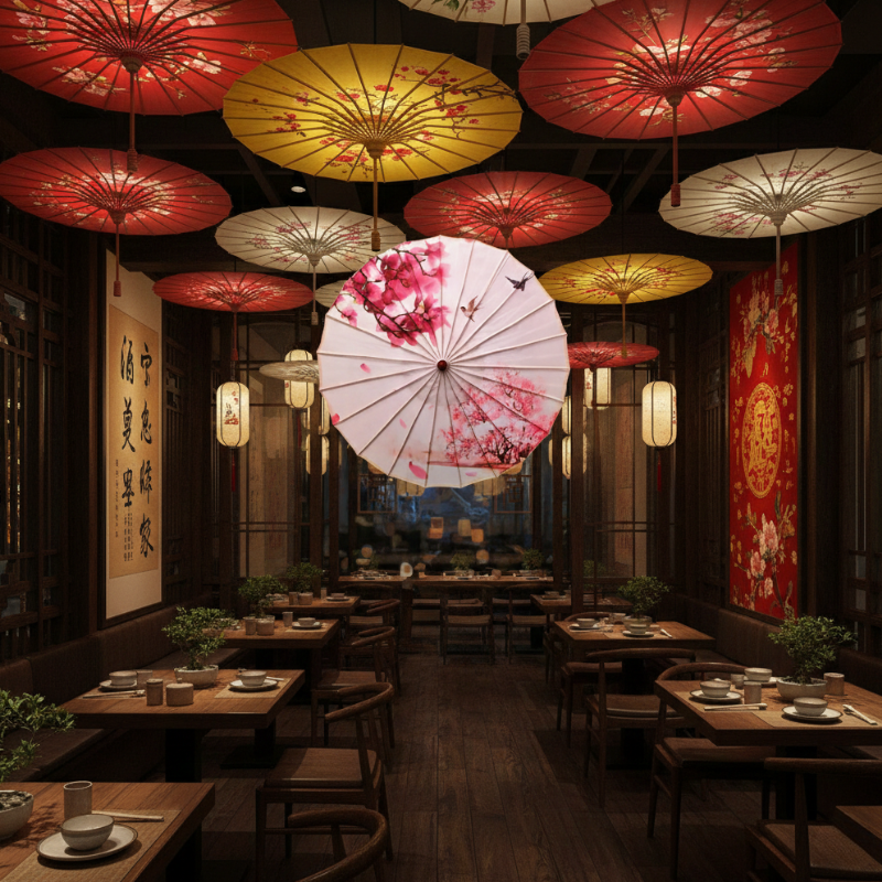 Parapluie Décoratif Japonais Avec Pétales Roses