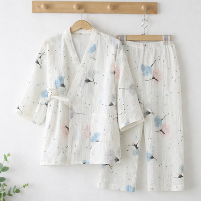 Kimono En Ensemble Pyjama Avec Motifs Pissenlit Délicats