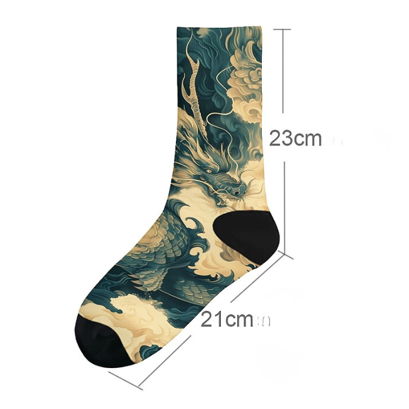Chaussette Japonaise Style Traditionnel Avec Dragon Légendaire