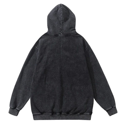 Sweat Japonais Noir Délavé Avec Illustration Manga Artistique