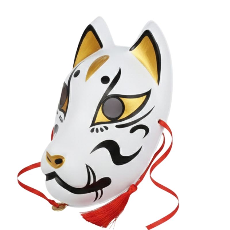 Masque Kitsune Traditionnel Avec Regard Intense