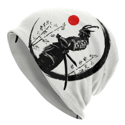 Bonnet Japonais Blanc Avec Illustration Samouraï