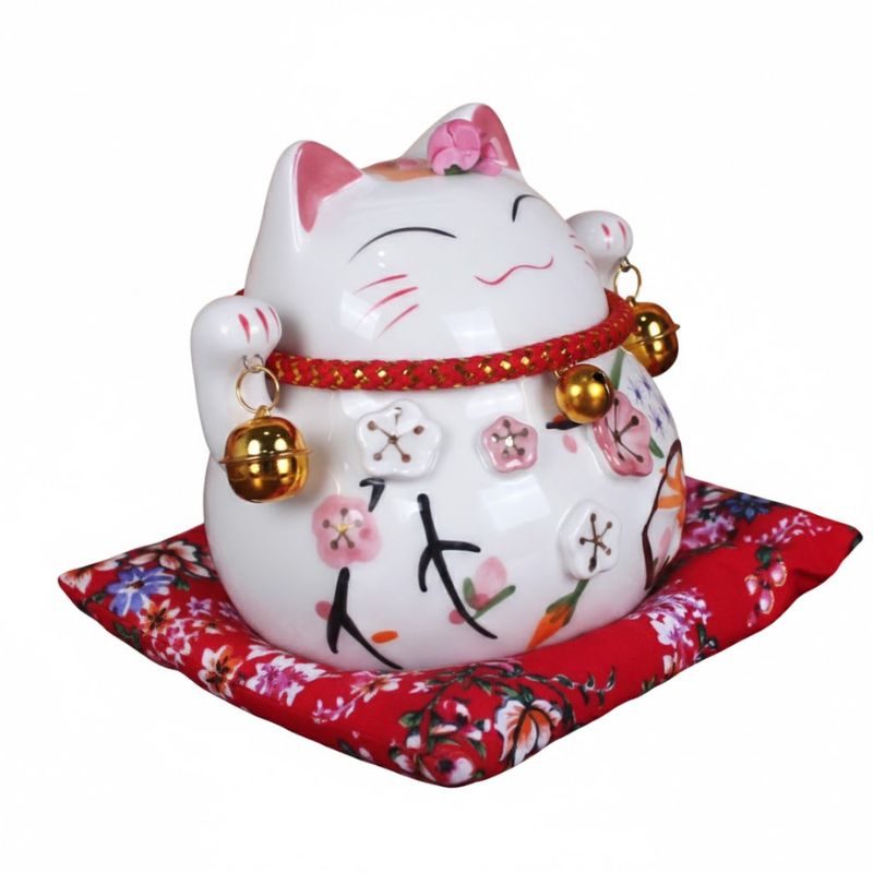 Maneki Neko Figurine En Céramique 11 cm