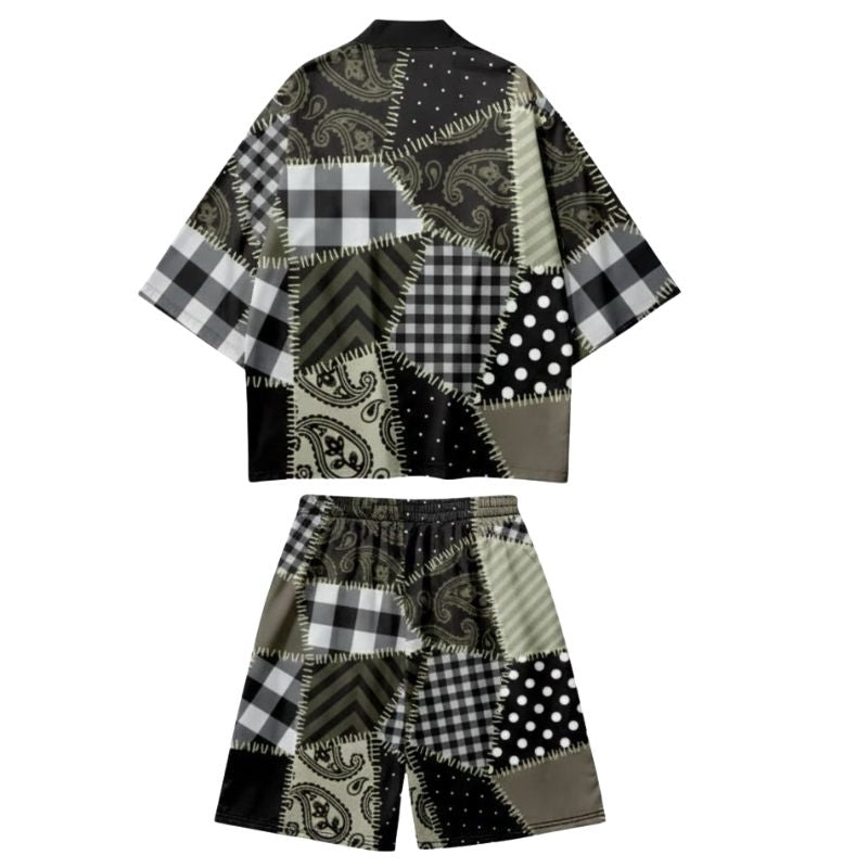 Ensemble Kimono D’été Avec Design Patchwork