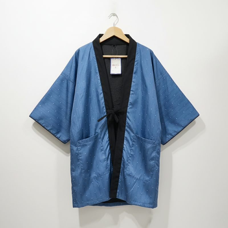 Hanten Homme Style Japonais Uni Bleu