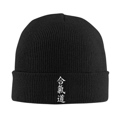 Bonnet Japonais En Maille Avec Broderie Kanji Verticale