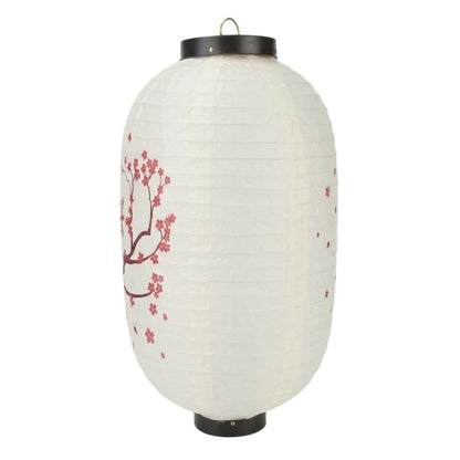 Lanterne Japonaise Blanche Motif Branche De Sakura