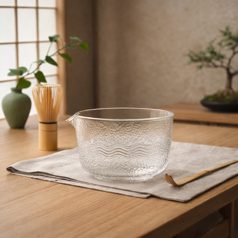 Bol Matcha Avec Texture Granitée Et Bec Intégré