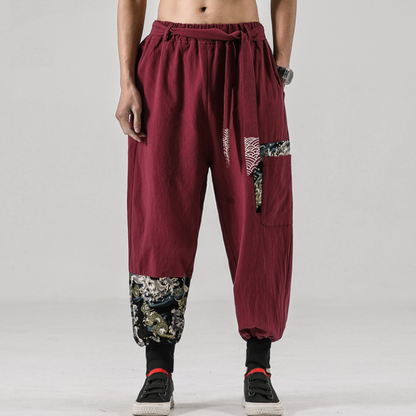 Pantalon Japonais Sarouel Homme Coupe Ample Imprimée