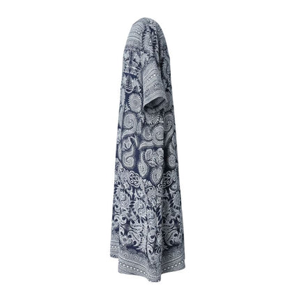 Robe Japonaise En Tissu Fluide Avec Imprimé Traditionnel