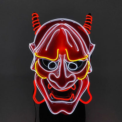 Masque Samouraï Oni LED Avec Effet Lumineux Néon