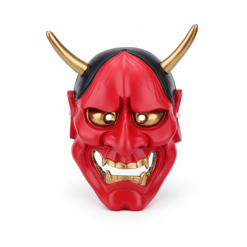 Masque Nô Traditionnel Avec Détails Dorés