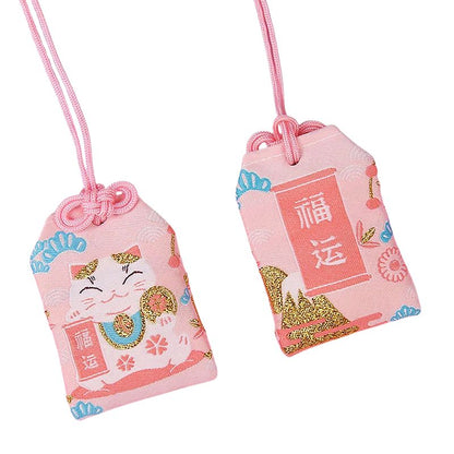 Omamori Japonais Maneki Neko Rose