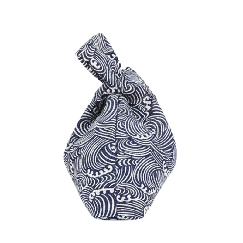 Sac Japonais Bleu Avec Motif Vagues Blanches
