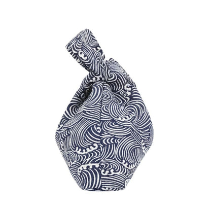 Sac Japonais Bleu Avec Motif Vagues Blanches