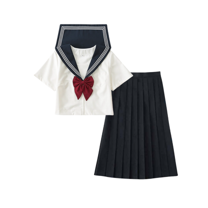 Uniforme Japonais En Ensemble Marin Avec Nœud Élégant
