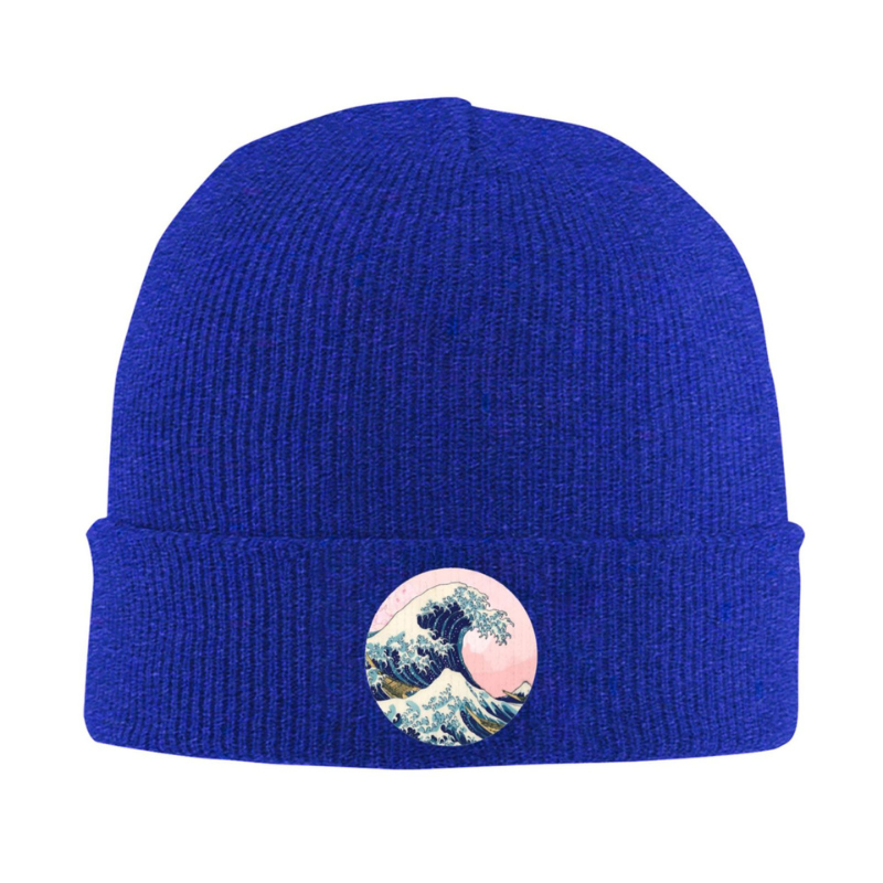 Bonnet Japonais En Maille Avec Patch Vague Hokusai