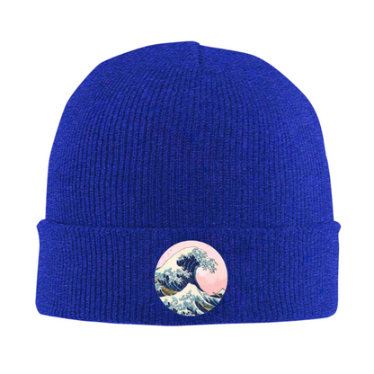 Bonnet Japonais En Maille Avec Patch Vague Hokusai