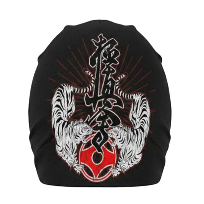 Bonnet Japonais Avec Motif Tigres Blancs Et Symbole Rouge