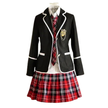 Uniforme Japonais Avec Blazer Ajusté Et Jupe Écossaise