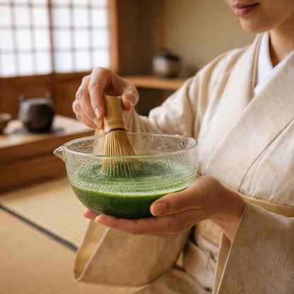 Bol Matcha Transparent Avec Motif Rainuré