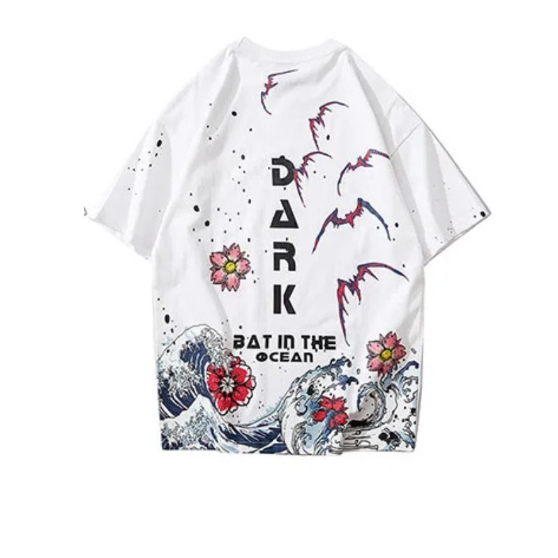 T-Shirt Japonais Avec Illustration Inspirée De L’Océan