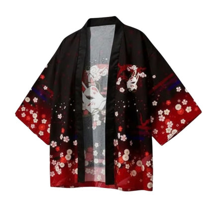 Ensemble Kimono Avec Illustration Kitsune Élégante