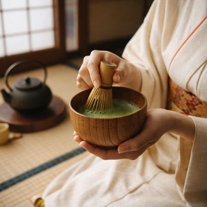 Bol Matcha En Bois Sculpté Avec Finition Lisse