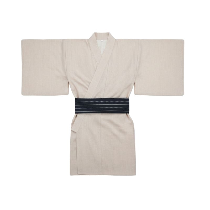 Kimono Japonais Long En Tissu Texturé Avec Ceinture