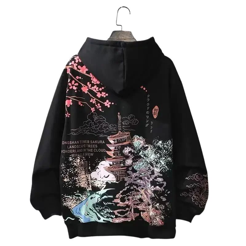 Sweat Japonais Streetwear Avec Design Paysage Traditionnel