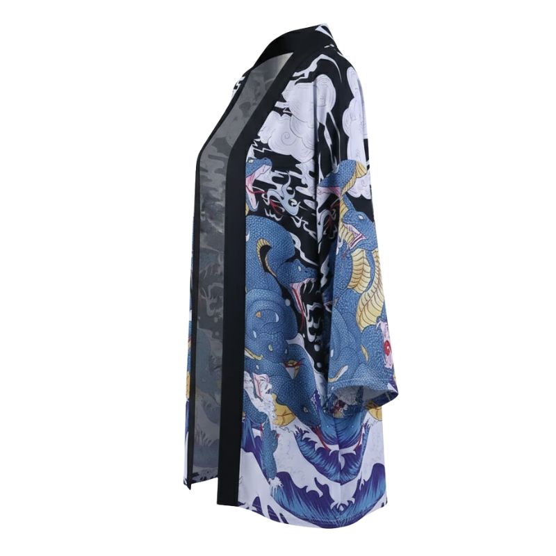 Veste Kimono Style Haori En Design Dragon Mythique