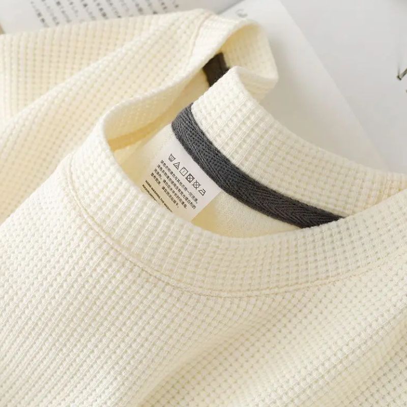 T-Shirt Japonais Minimaliste Gaufre Avec Col Rond