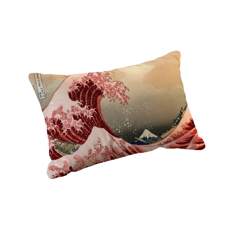 Coussin Japonais Décoratif Avec Illustration Vague