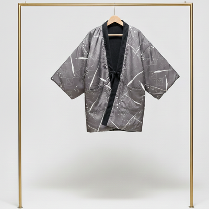 Hanten Homme Japonais Gris À Motif Abstrait Moderne
