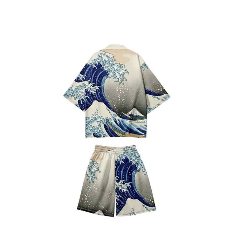 Ensemble Kimono Japonais Avec Motif Vagues