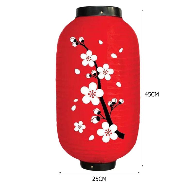 Lanterne Japonaise Rouge Avec Motif Fleurs De Cerisier