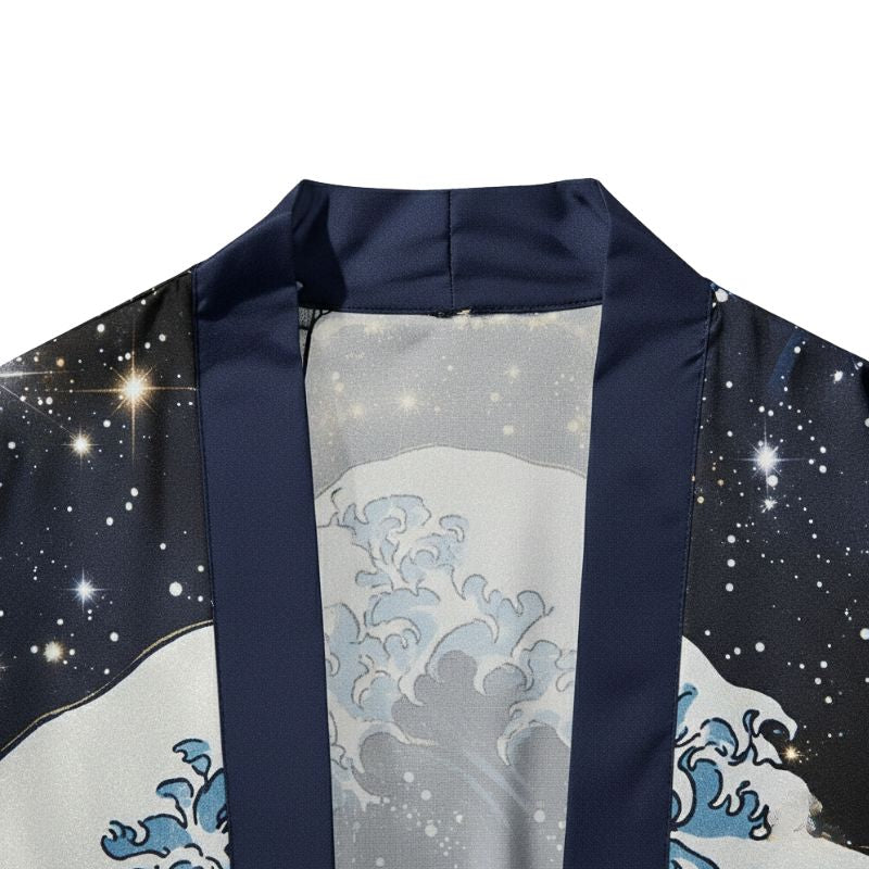 Ensemble Kimono Japonais Avec Motif Vagues Nocturnes