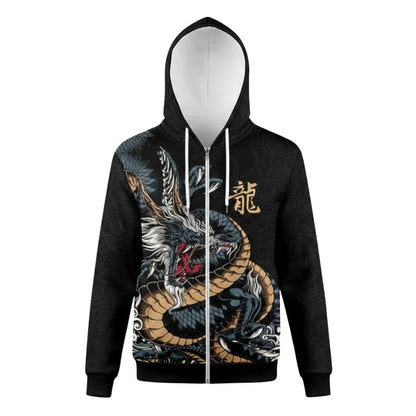 Sweat Japonais Zippé Avec Motif Dragon Puissant