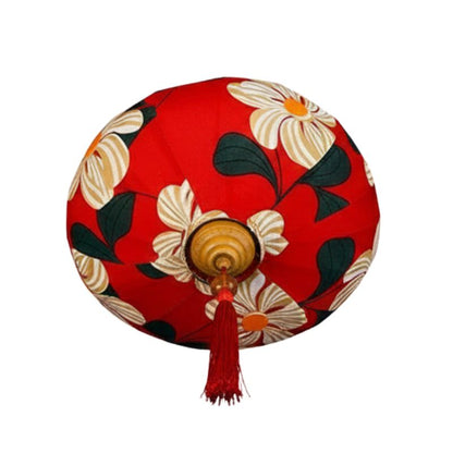 Lanterne Japonaise Suspendue Rouge Motif Fleurs