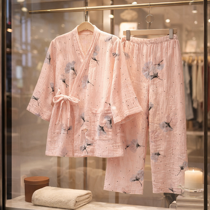 Kimono En Ensemble Pyjama Avec Motifs Pissenlit Délicats