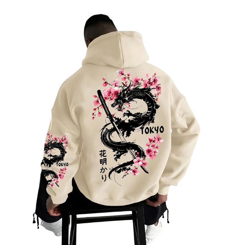 Sweat Japonais Avec Illustration Dragon Élégante
