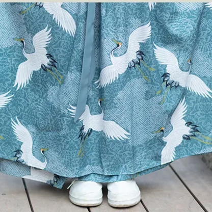 Hakama Femme En Jupe Large Avec Motif Grues