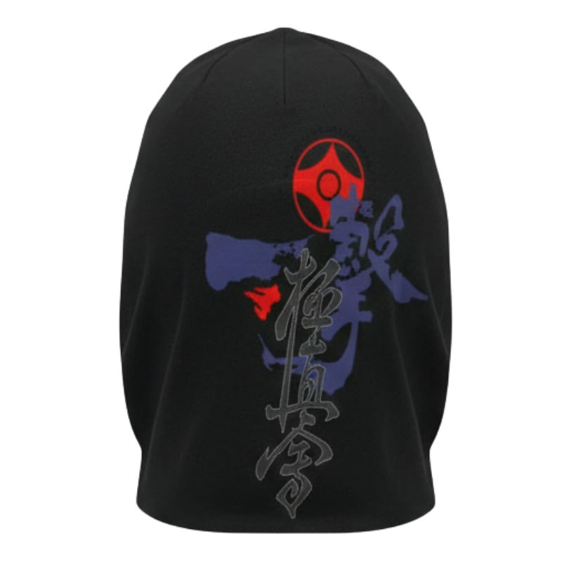 Bonnet Japonais Noir Style Ninja Avec Motif Kanji