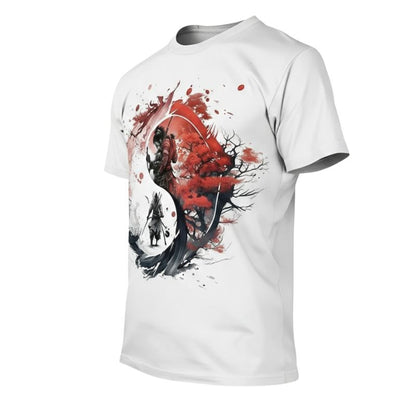 T-Shirt Japonais Avec Scène Samouraï Artistique