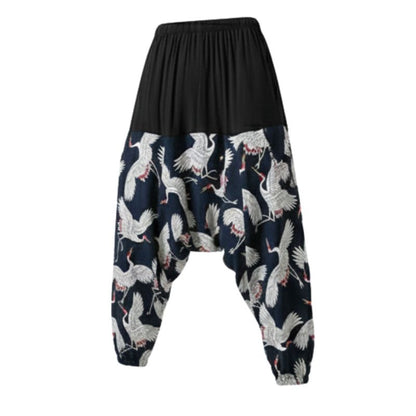 Pantalon Japonais Ample Homme À Motifs Grues