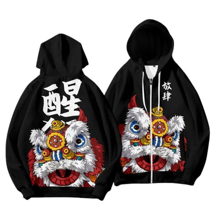 Sweat Japonais Avec Motif Lion Dansant Traditionnel