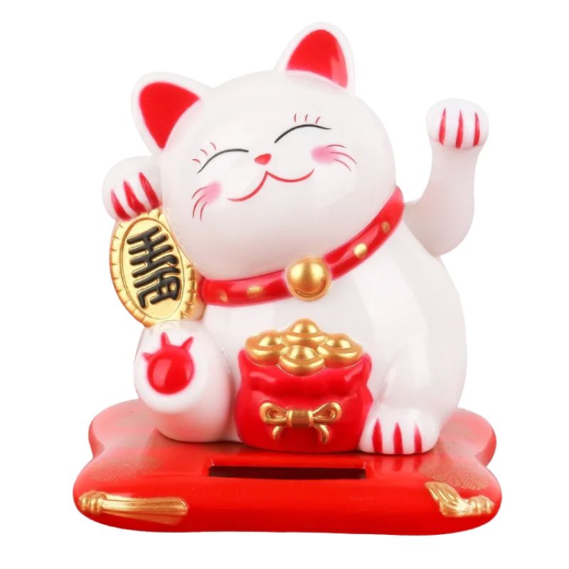 Maneki Neko Souriant À Énergie Solaire