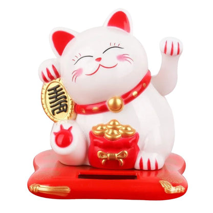 Maneki Neko Souriant À Énergie Solaire